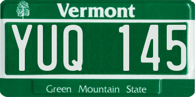 VT license plate YUQ145
