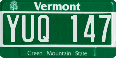 VT license plate YUQ147