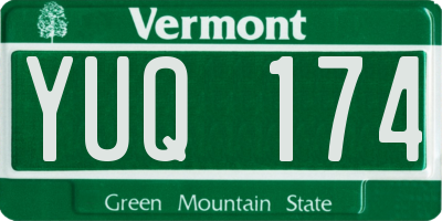 VT license plate YUQ174