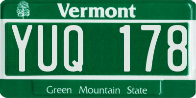 VT license plate YUQ178