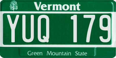 VT license plate YUQ179