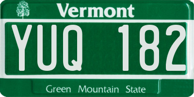 VT license plate YUQ182