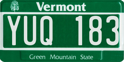VT license plate YUQ183