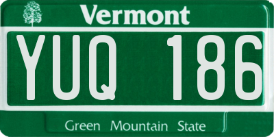 VT license plate YUQ186