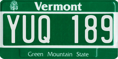 VT license plate YUQ189