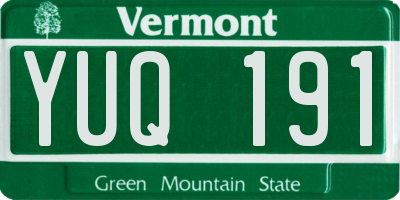 VT license plate YUQ191