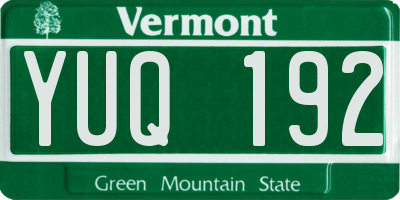 VT license plate YUQ192