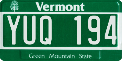 VT license plate YUQ194