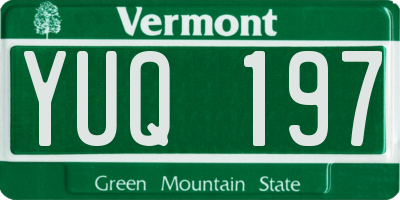 VT license plate YUQ197