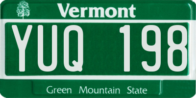 VT license plate YUQ198