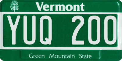VT license plate YUQ200