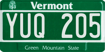 VT license plate YUQ205