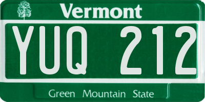 VT license plate YUQ212