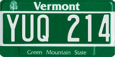VT license plate YUQ214