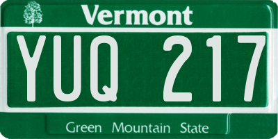 VT license plate YUQ217