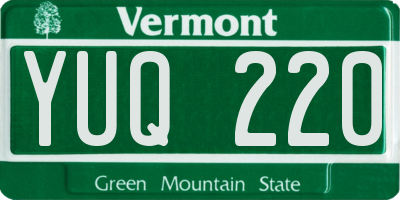 VT license plate YUQ220