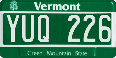 VT license plate YUQ226