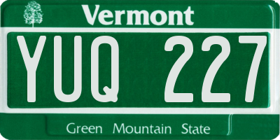 VT license plate YUQ227