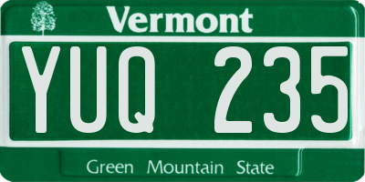VT license plate YUQ235