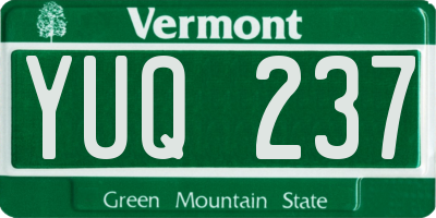 VT license plate YUQ237