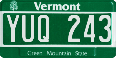 VT license plate YUQ243