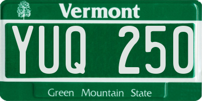 VT license plate YUQ250