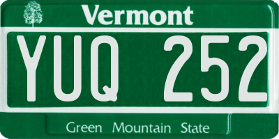 VT license plate YUQ252