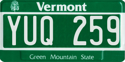 VT license plate YUQ259