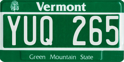 VT license plate YUQ265
