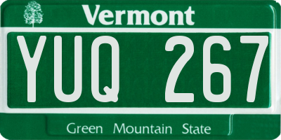 VT license plate YUQ267