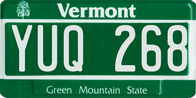 VT license plate YUQ268