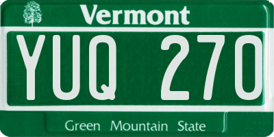 VT license plate YUQ270