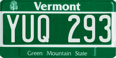 VT license plate YUQ293