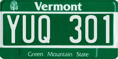 VT license plate YUQ301