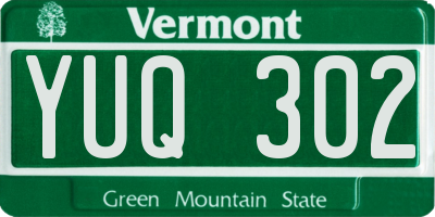 VT license plate YUQ302