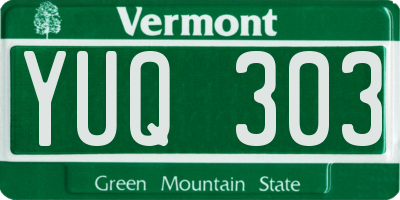 VT license plate YUQ303