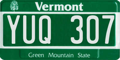 VT license plate YUQ307
