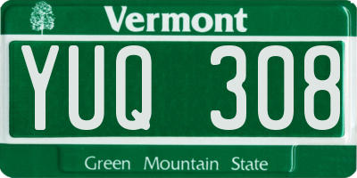 VT license plate YUQ308