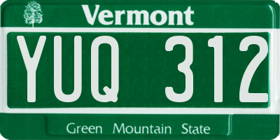 VT license plate YUQ312