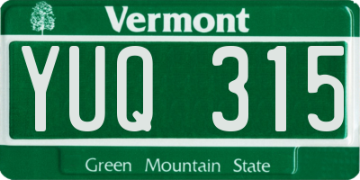 VT license plate YUQ315