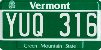 VT license plate YUQ316