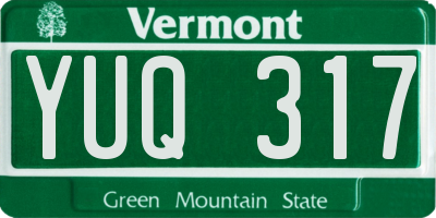 VT license plate YUQ317