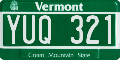 VT license plate YUQ321