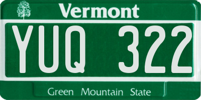 VT license plate YUQ322