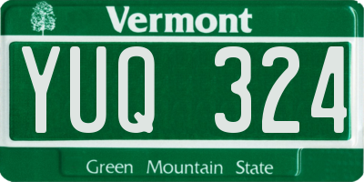 VT license plate YUQ324