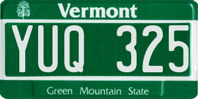 VT license plate YUQ325