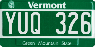 VT license plate YUQ326
