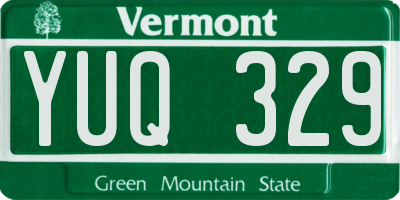 VT license plate YUQ329