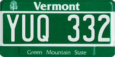 VT license plate YUQ332