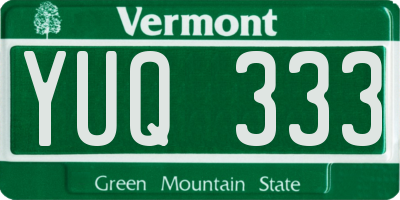 VT license plate YUQ333